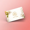 Haetsia gift card with white floral design and pink background – elegant digital gift for clean beauty and haircare lovers