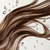 Close-up of smooth, hydrated brown hair with water droplets — symbolizing moisture, shine, and nourishment from Haetsia’s argan oil haircare line